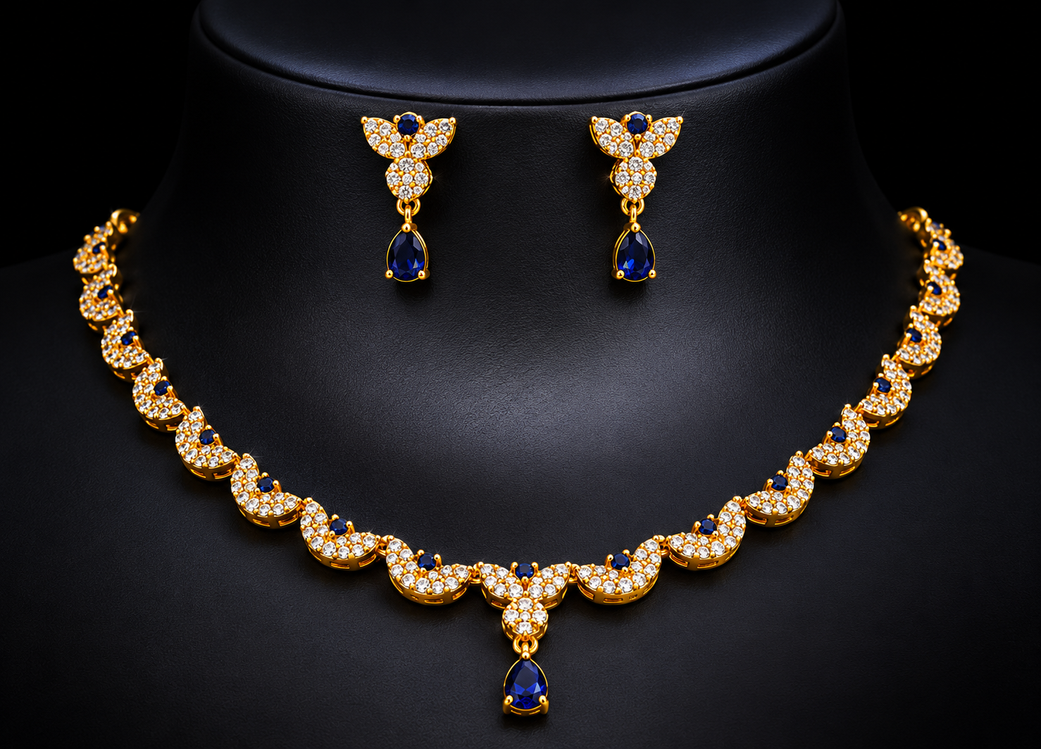 Gold plated silver jewellery collection showcase
